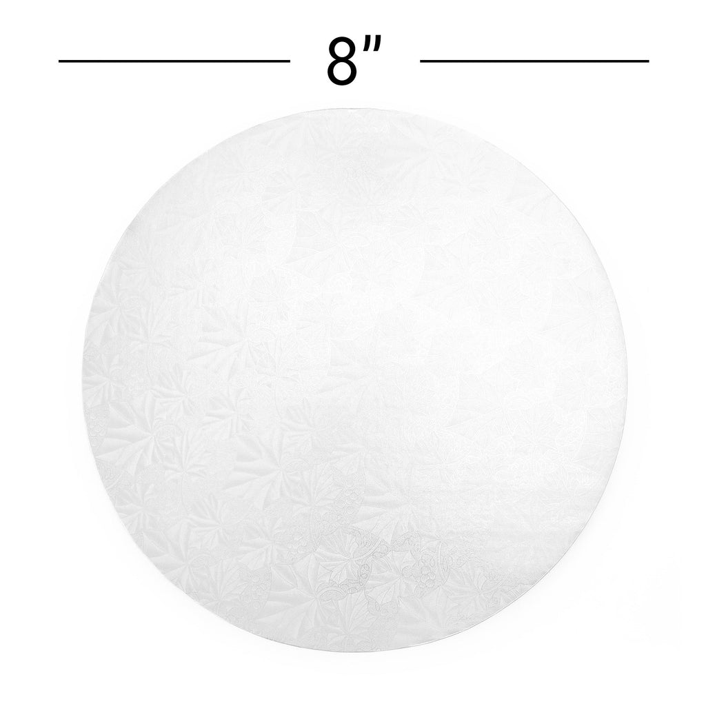 Filigree Round Cake Drum 8" - Set of 5-White