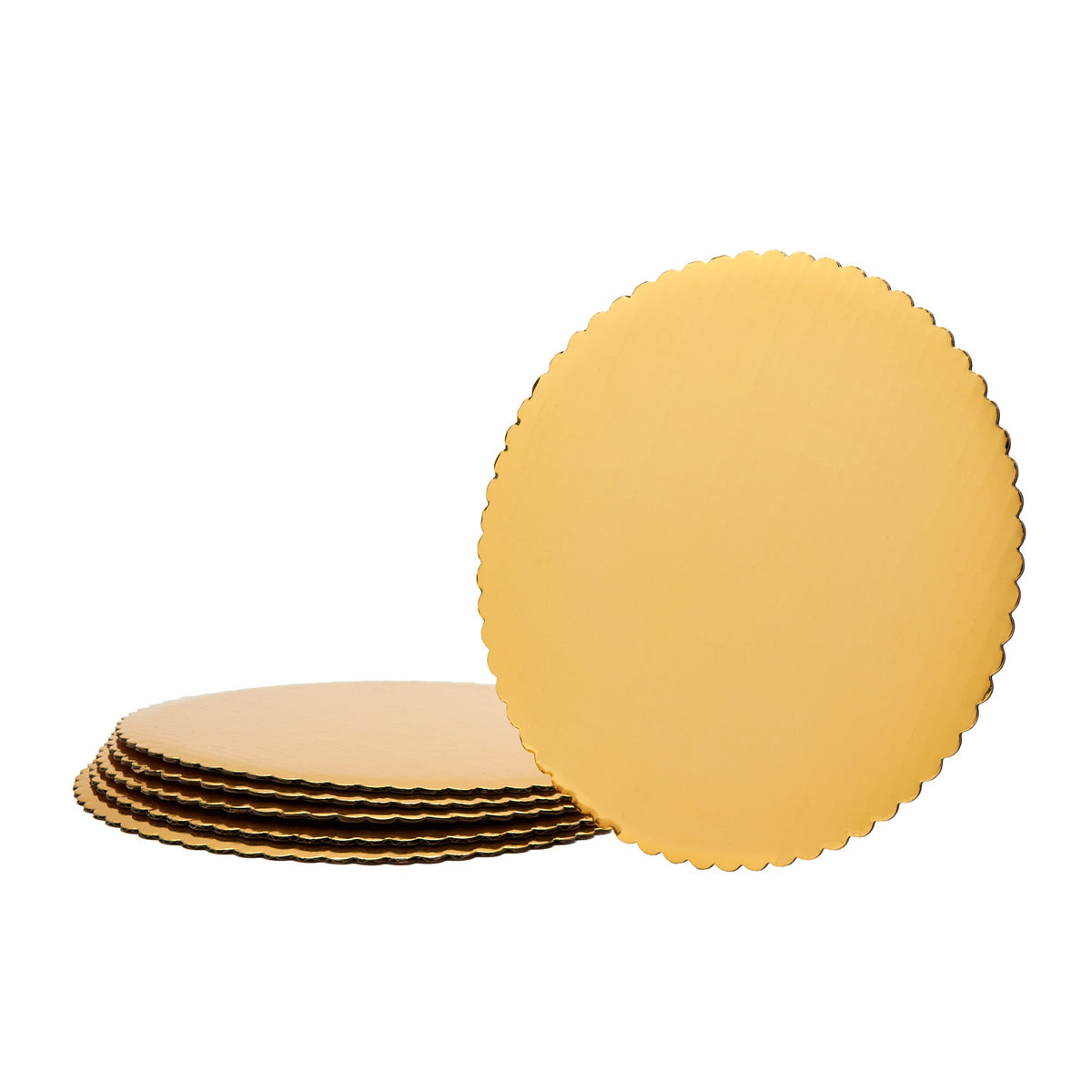Round Scalloped Cake Board 16" - Set of 6 - Gold
