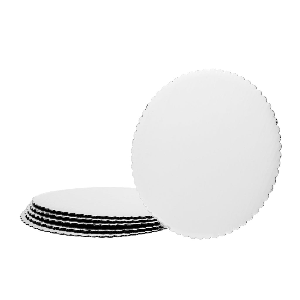 Round Scalloped Cake Board 16" - Set of 6 - White