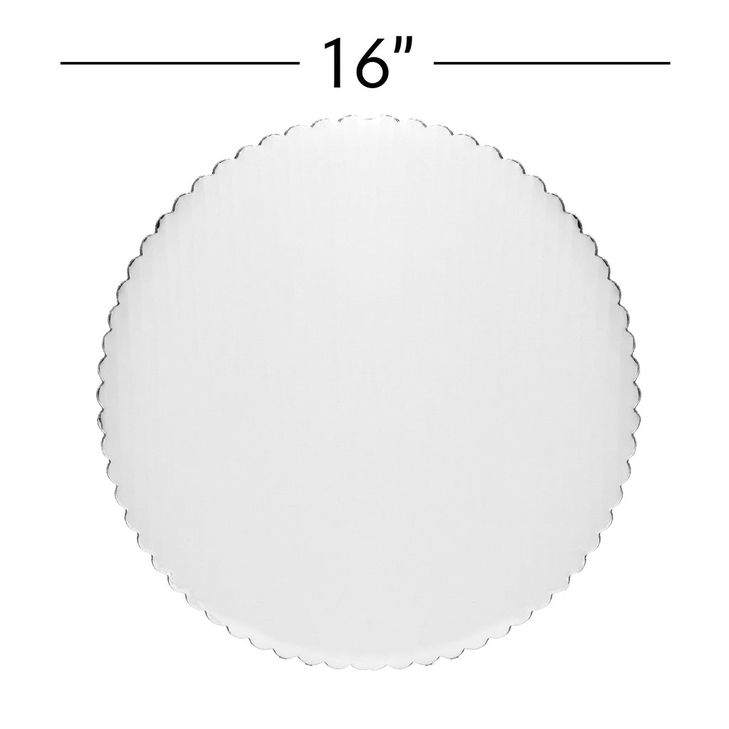 Round Scalloped Cake Board 16" - Set of 6 - White