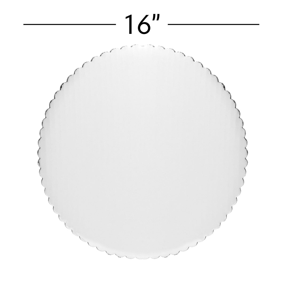 Round Scalloped Cake Board 16" - Set of 6 - White