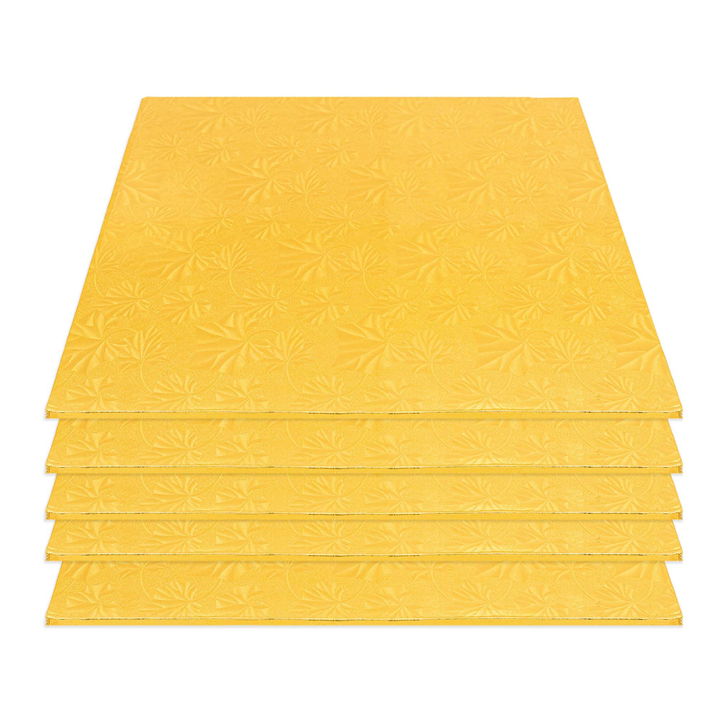 Filigree Square Cake Board 12" - Set of 5-Gold