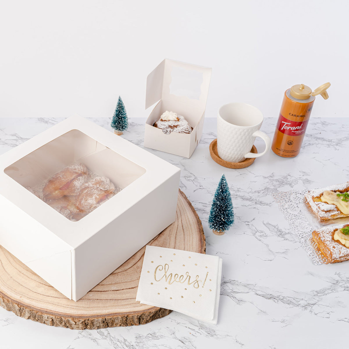 Cake & Pastry Boxes with Window | Pack of 20 - Brown
