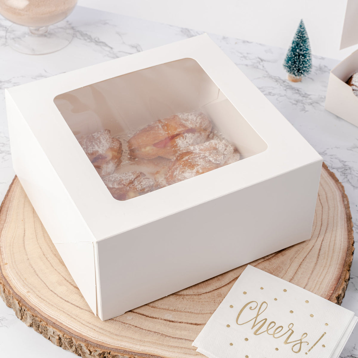 Cake & Pastry Boxes with Window | Pack of 20 - Brown
