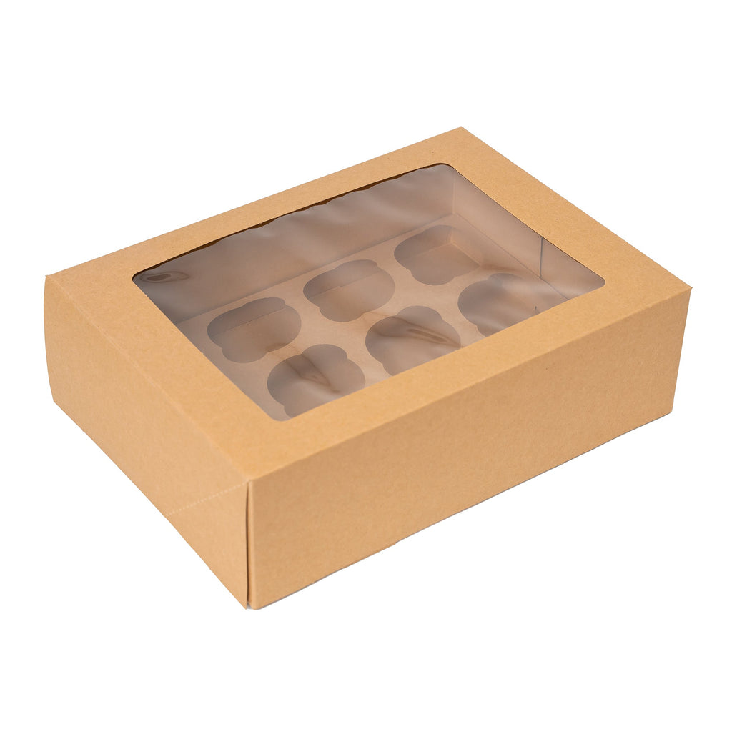 Cupcake Carrier 25 Pack with 12-Cupcake Insert Tray - Brown