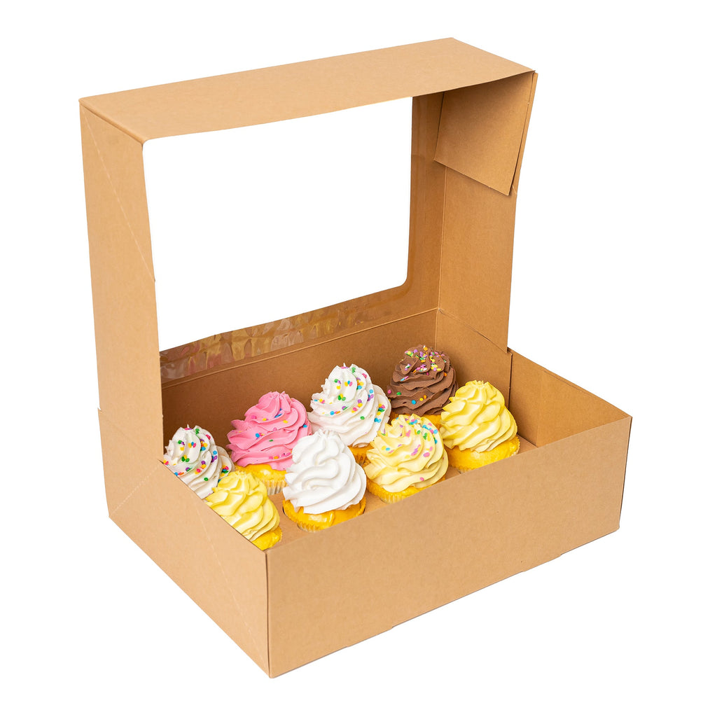 Cupcake Carrier 25 Pack with 12-Cupcake Insert Tray - Brown