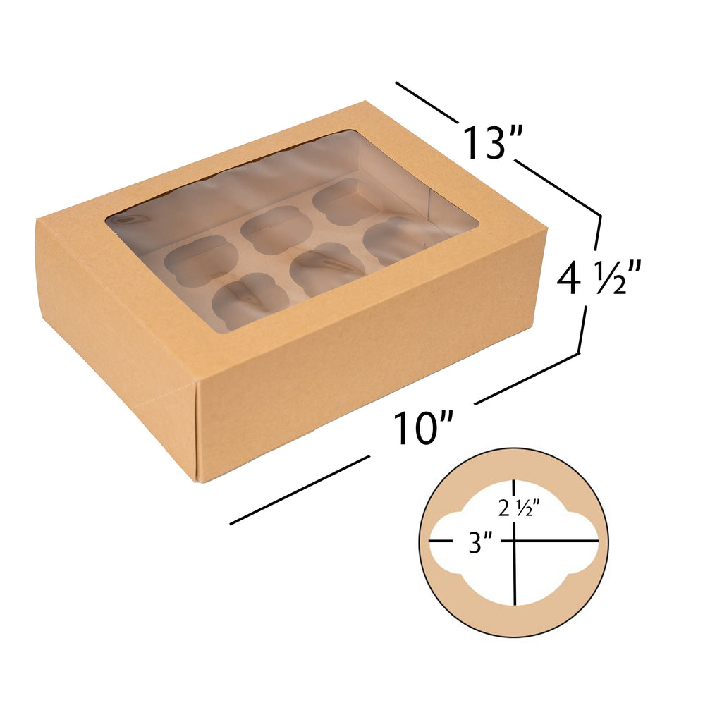 Cupcake Carrier 25 Pack with 12-Cupcake Insert Tray - Brown