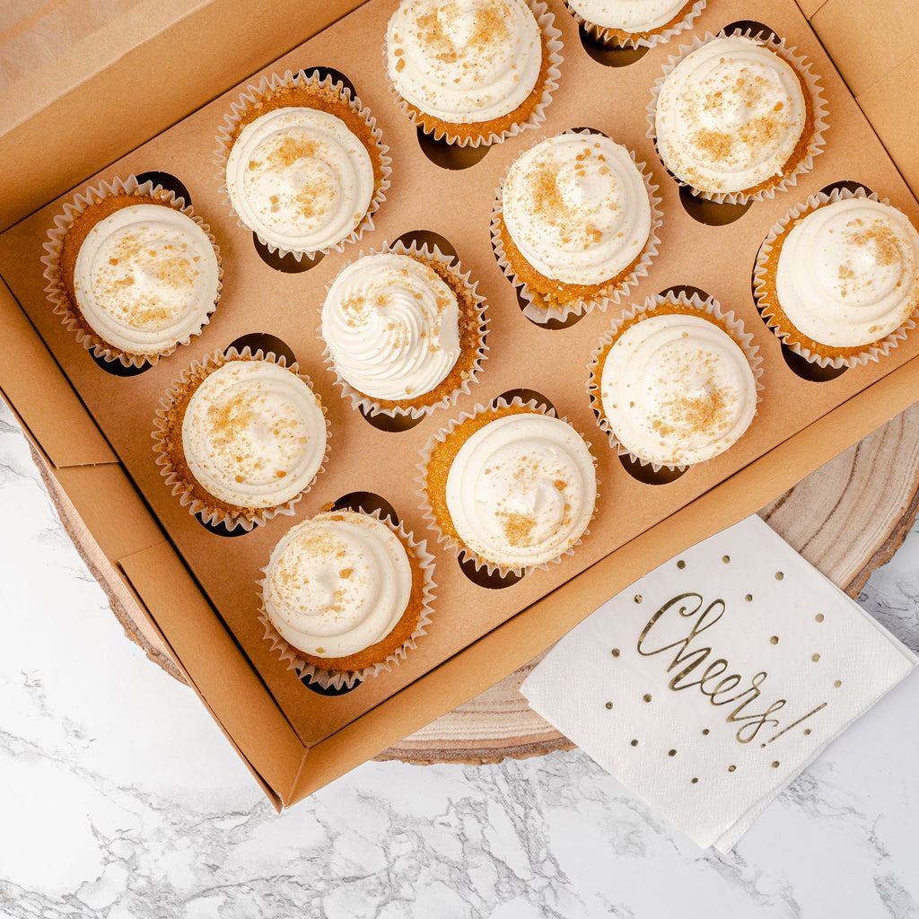 Cupcake Carrier 25 Pack with 12-Cupcake Insert Tray - Brown