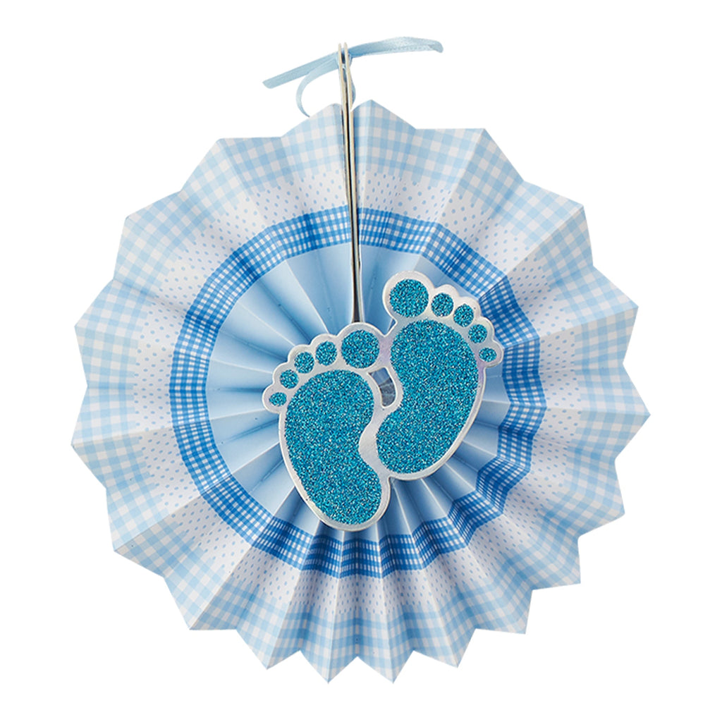 Baby Shower Paper Fan Decoration Set of 6 - Blue