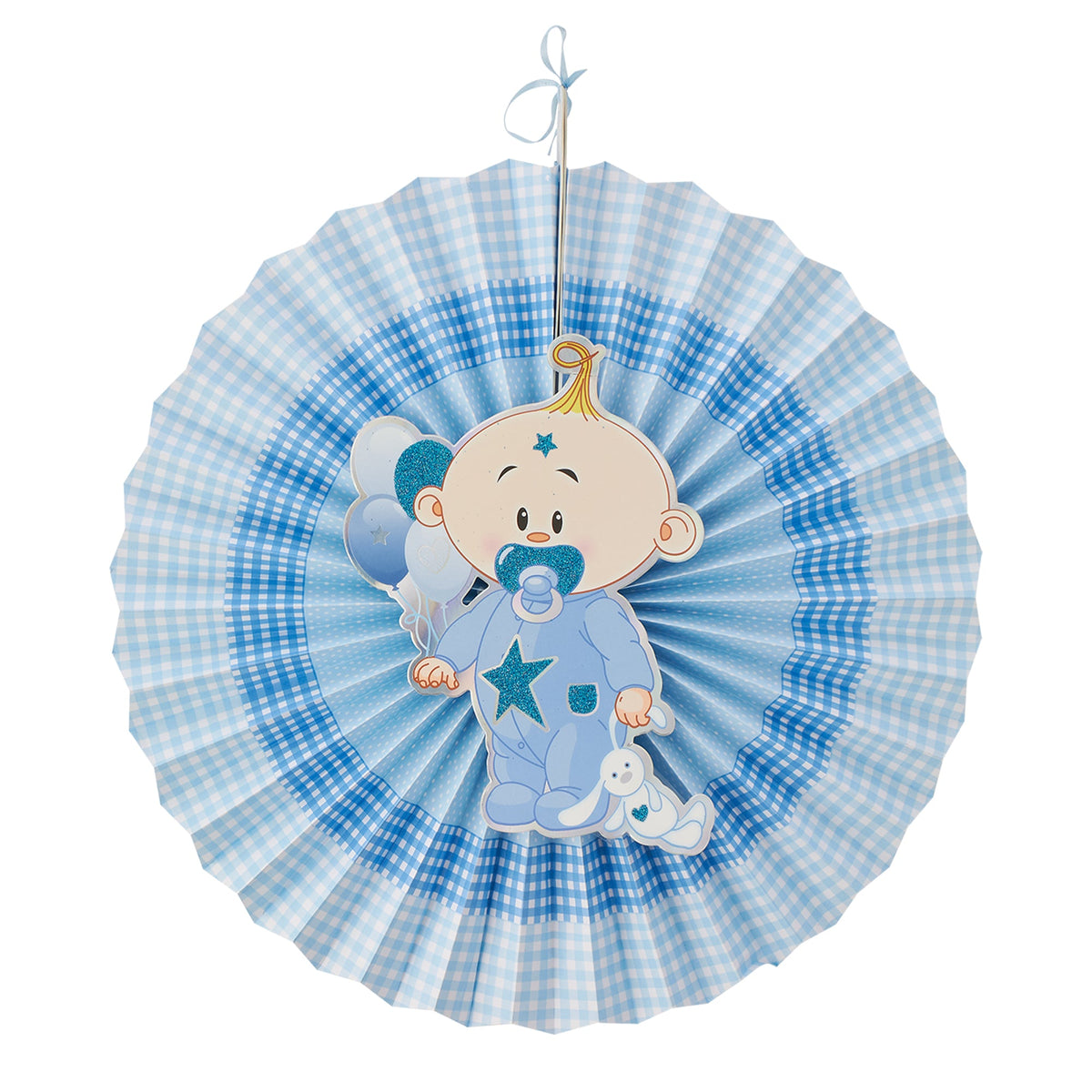 Baby Shower Paper Fan Decoration Set of 6 - Blue