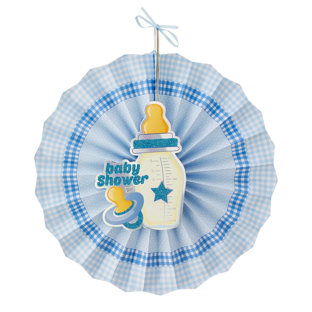 Baby Shower Paper Fan Decoration Set of 6 - Blue