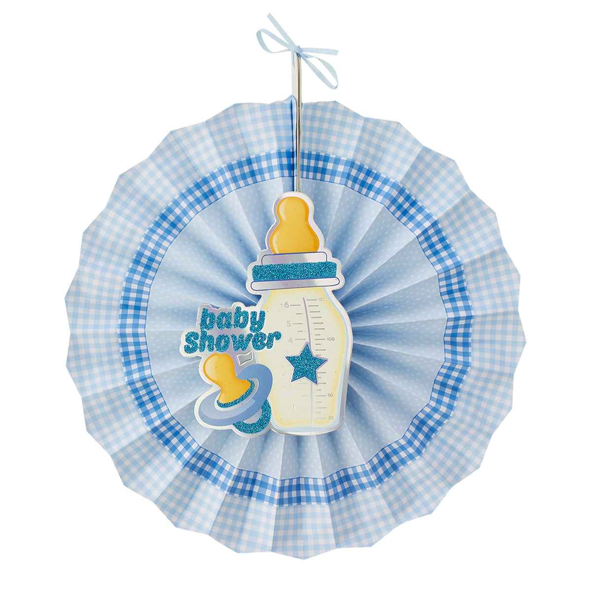 Baby Shower Paper Fan Decoration Set of 6 - Blue