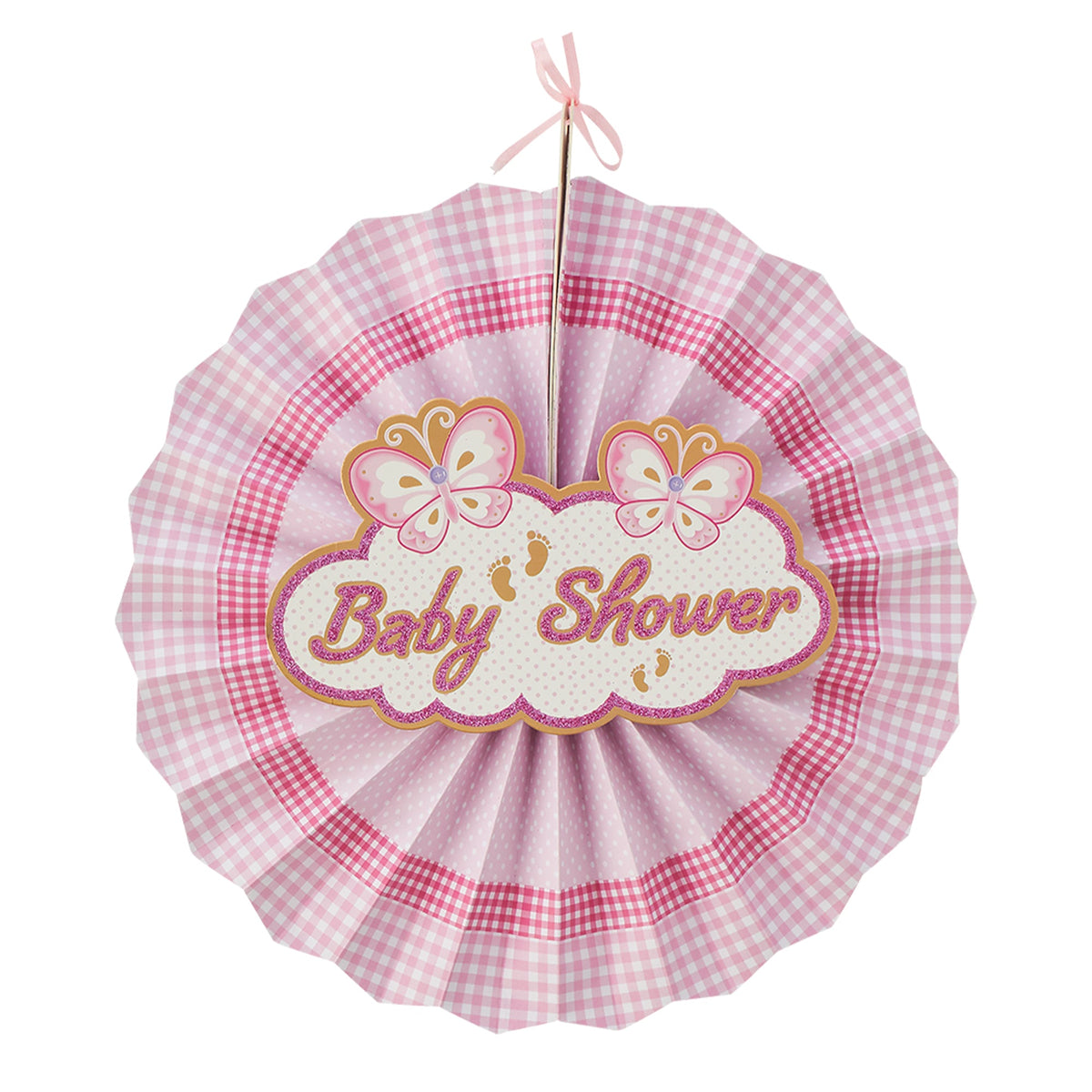 Baby Shower Paper Fan Decoration Set of 6 - Pink