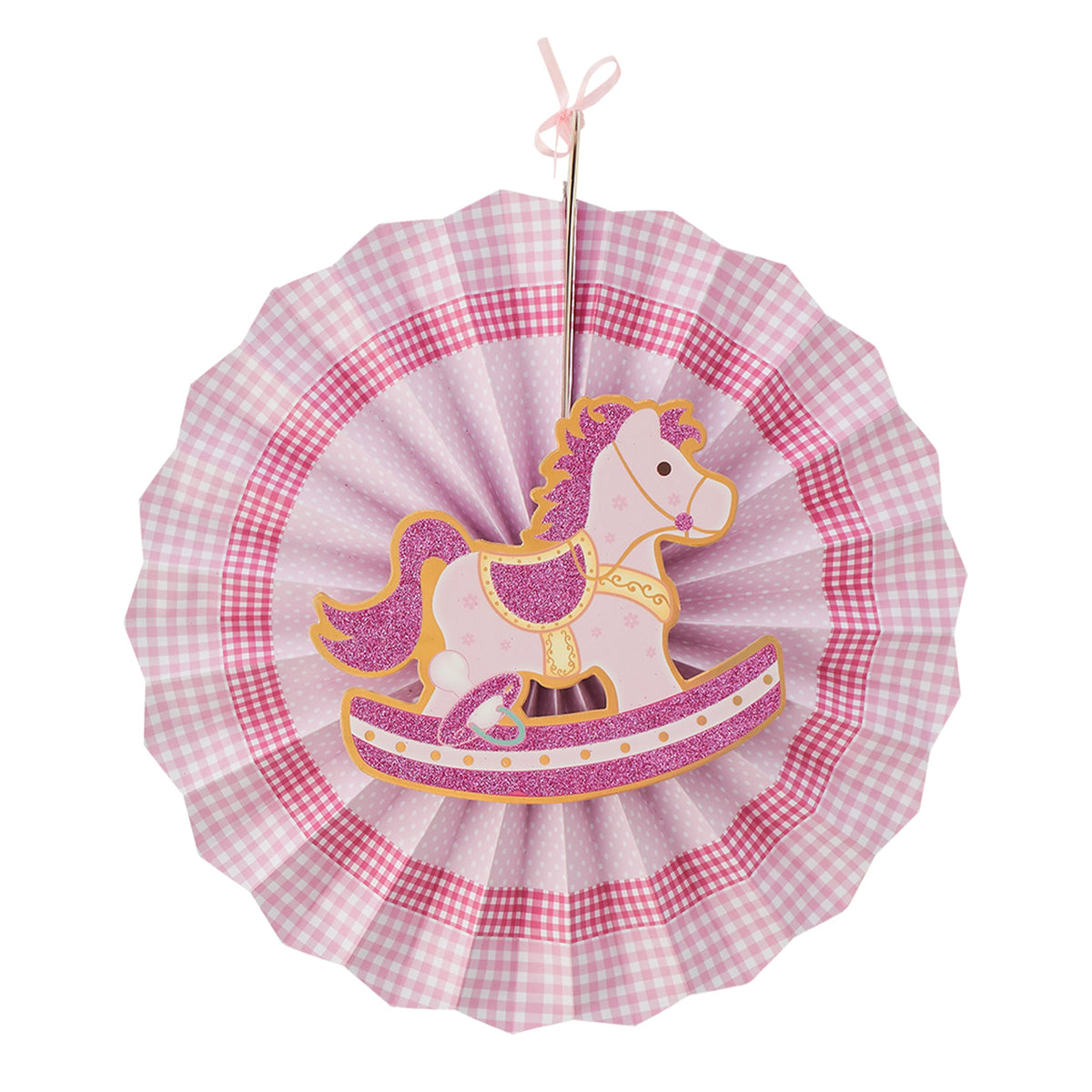 Baby Shower Paper Fan Decoration Set of 6 - Pink