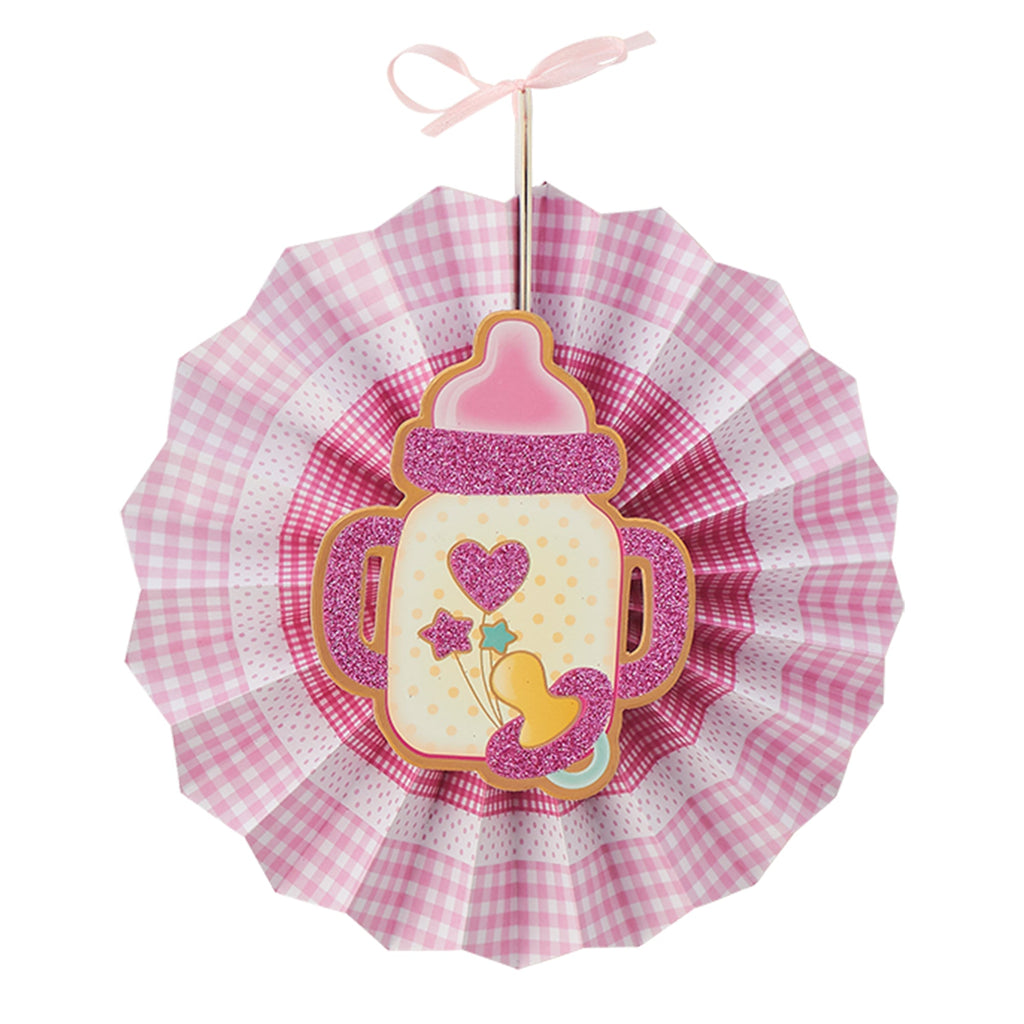 Baby Shower Paper Fan Decoration Set of 6 - Pink
