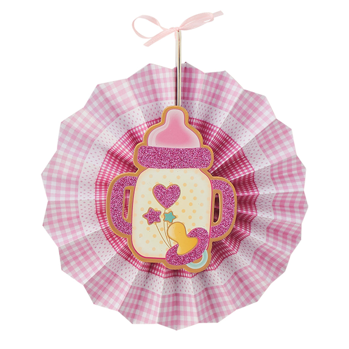 Baby Shower Paper Fan Decoration Set of 6 - Pink