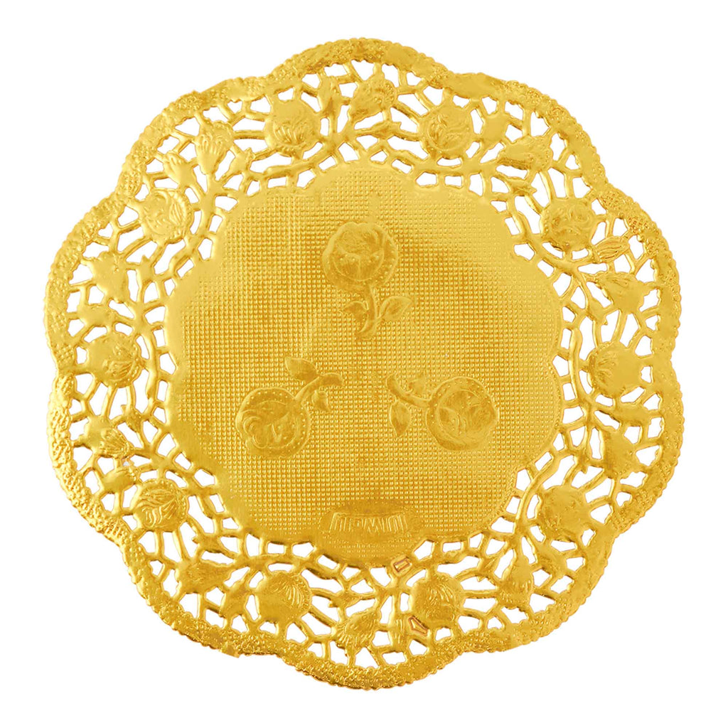 Round Lace Metallic Paper Doilies 4" - Set of 100 - Gold
