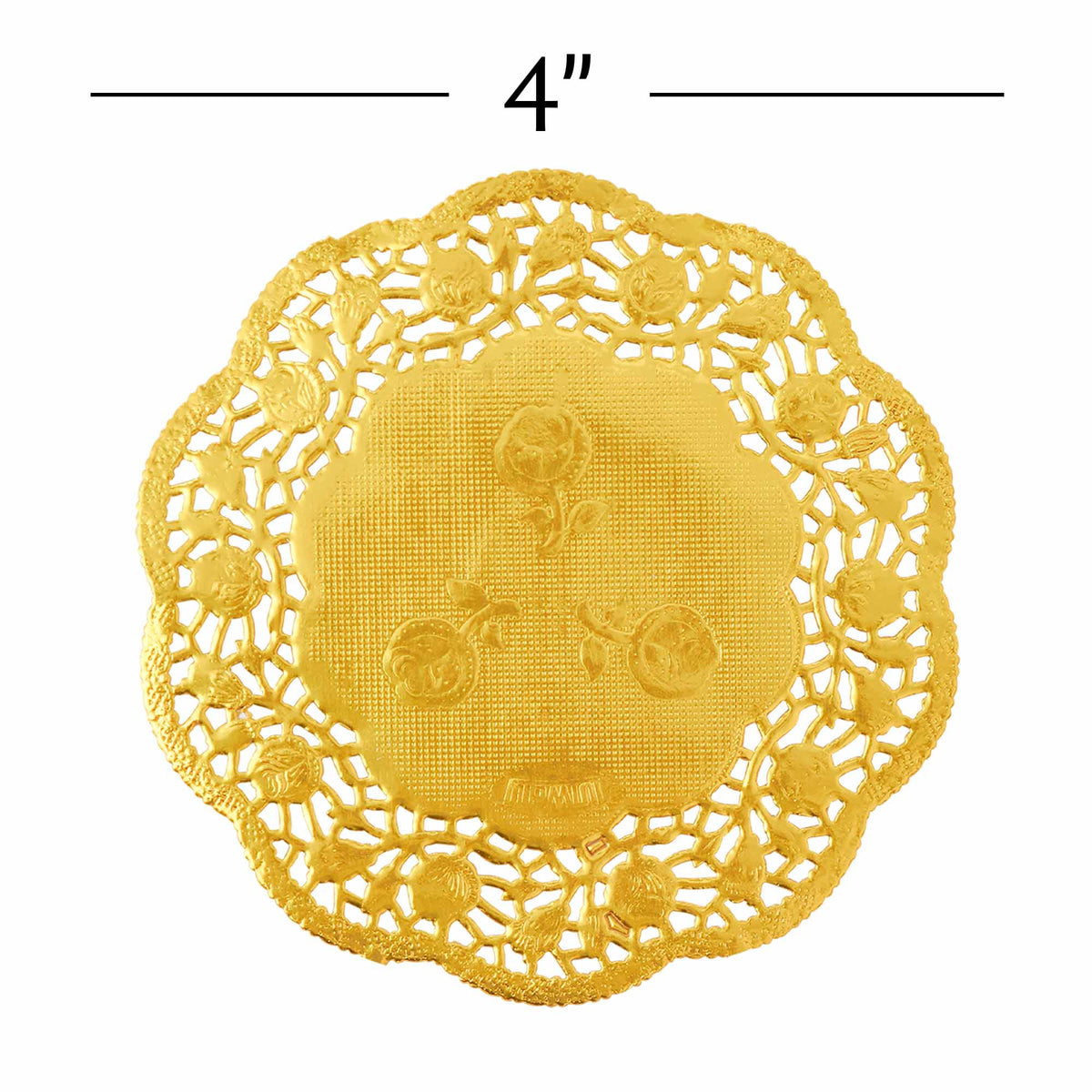 Round Lace Metallic Paper Doilies 4" - Set of 100 - Gold