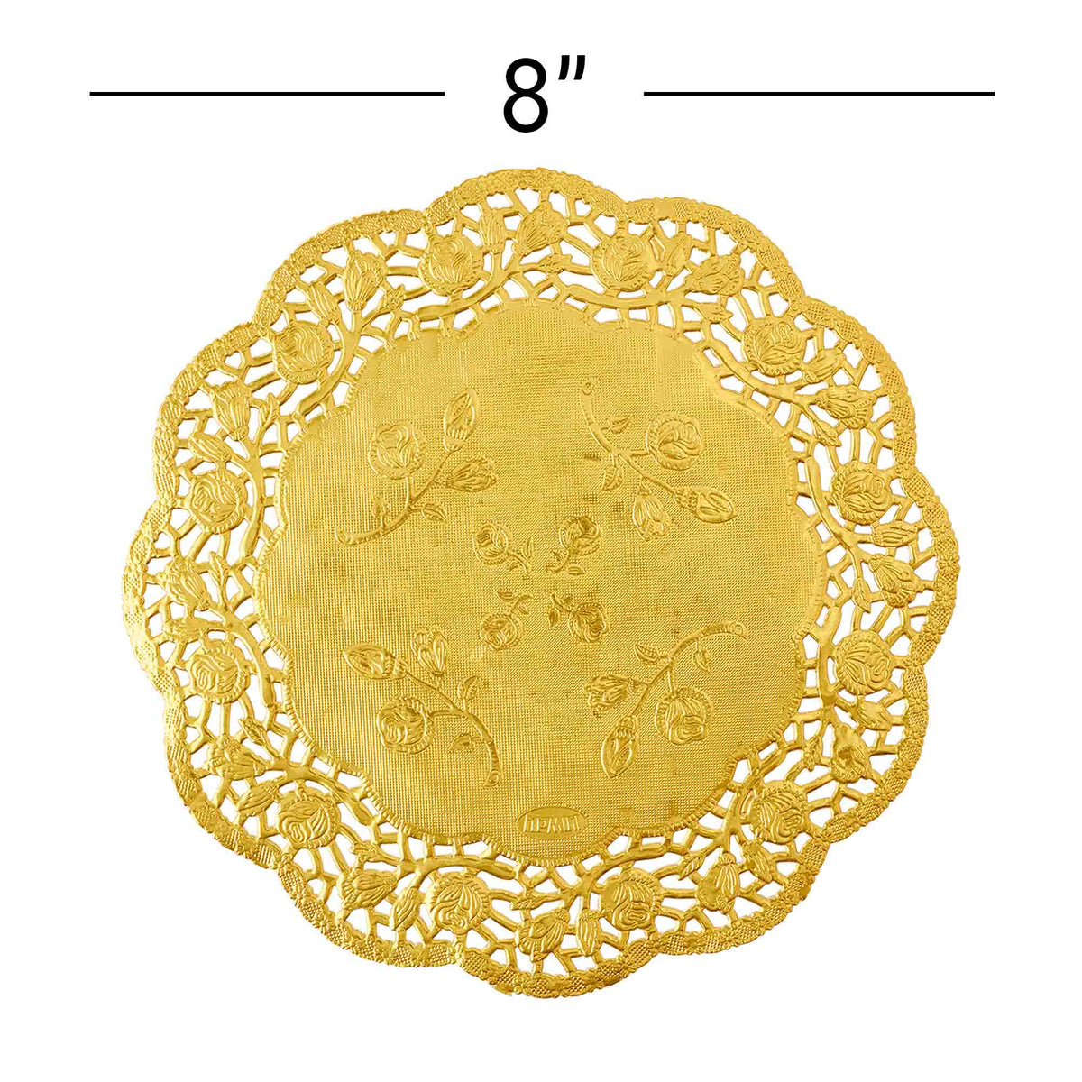 Round Lace Metallic Paper Doilies 8" - Set of 100 - Gold