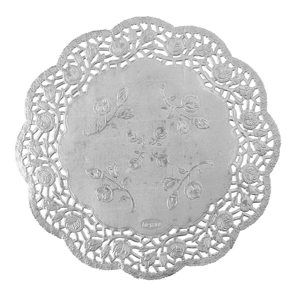 Round Lace Metallic Paper Doilies 8" - Set of 100 - Silver