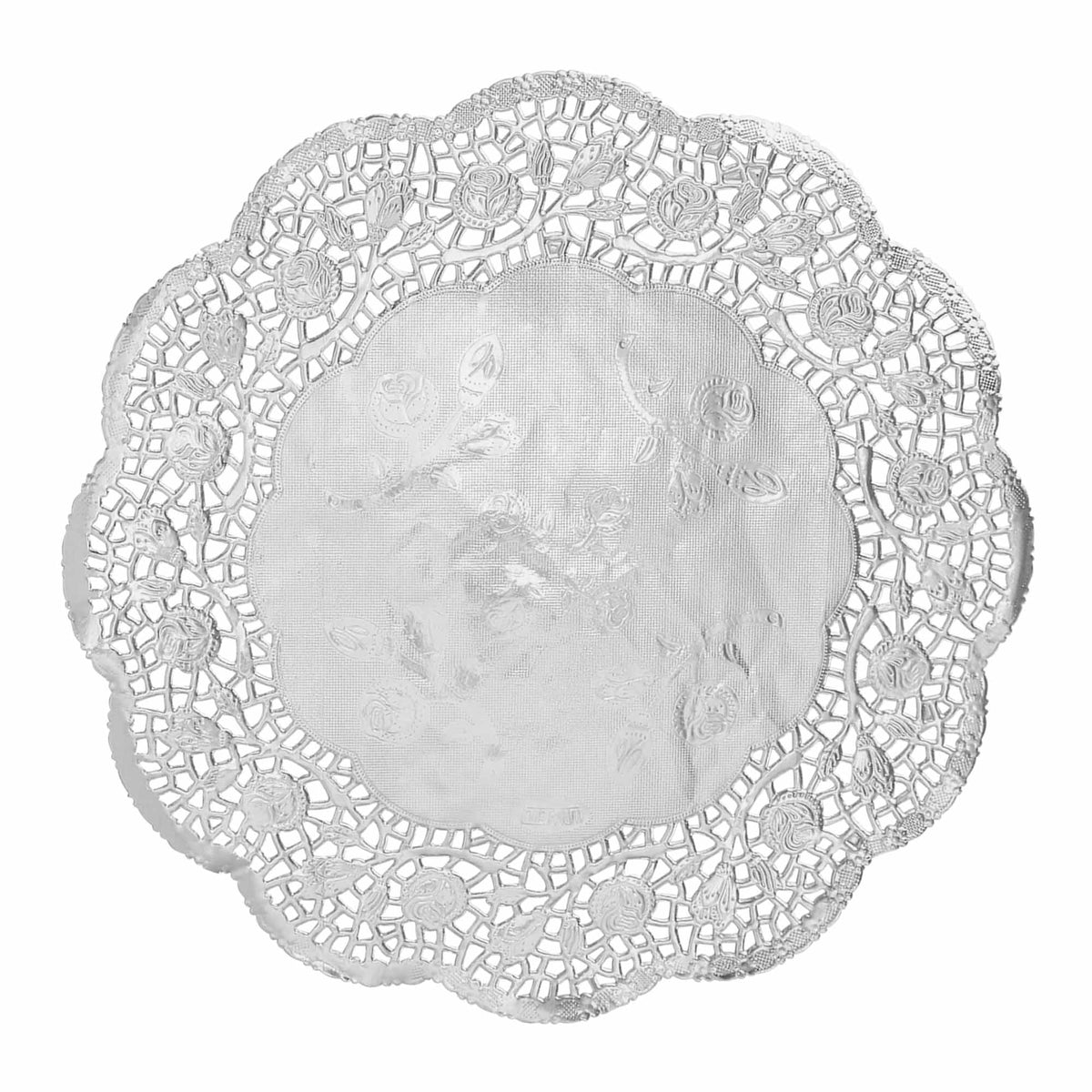 Round Lace Metallic Paper Doilies 10" - Set of 100 - Silver