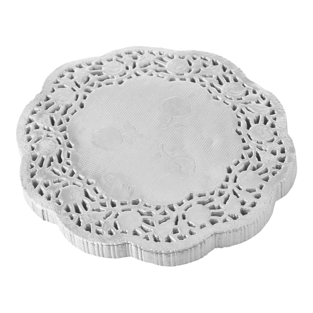Round Lace Metallic Paper Doilies 10" - Set of 100 - Silver