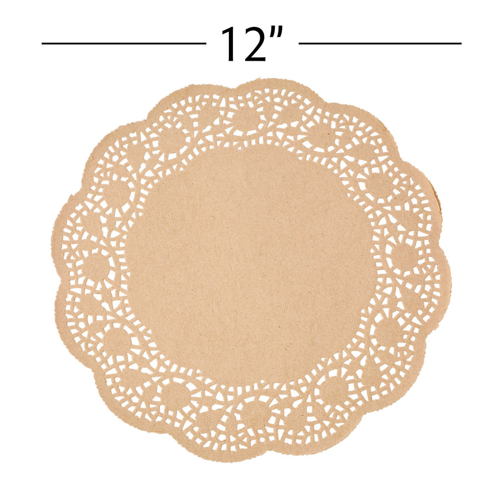 Round Lace Paper Doilies 12" - Set of 250 - Natural