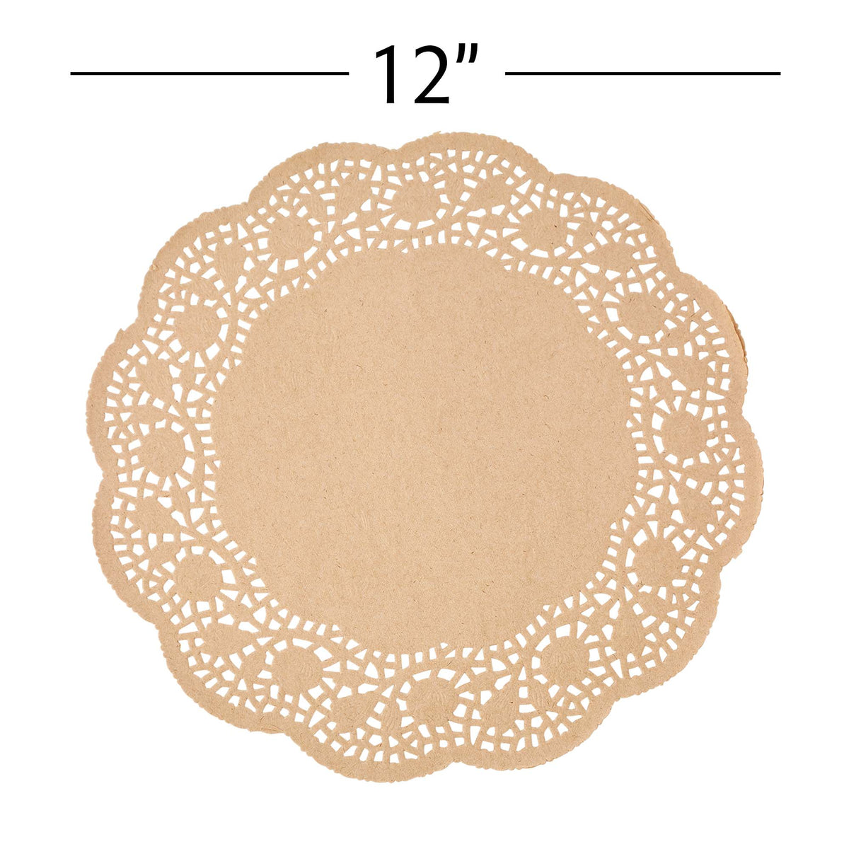 Round Lace Paper Doilies 12" - Set of 250 - Natural