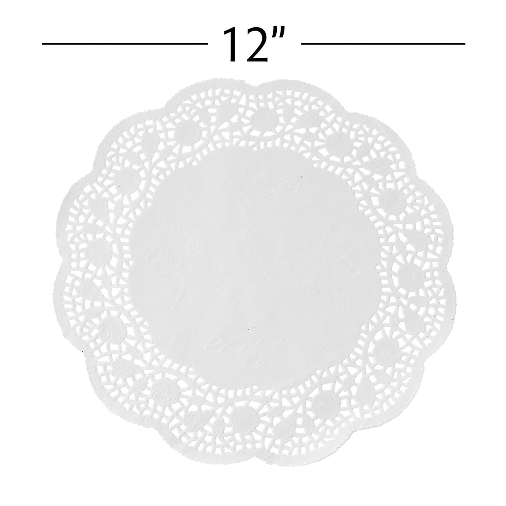 Round Lace Paper Doilies 12" - Set of 250 - White