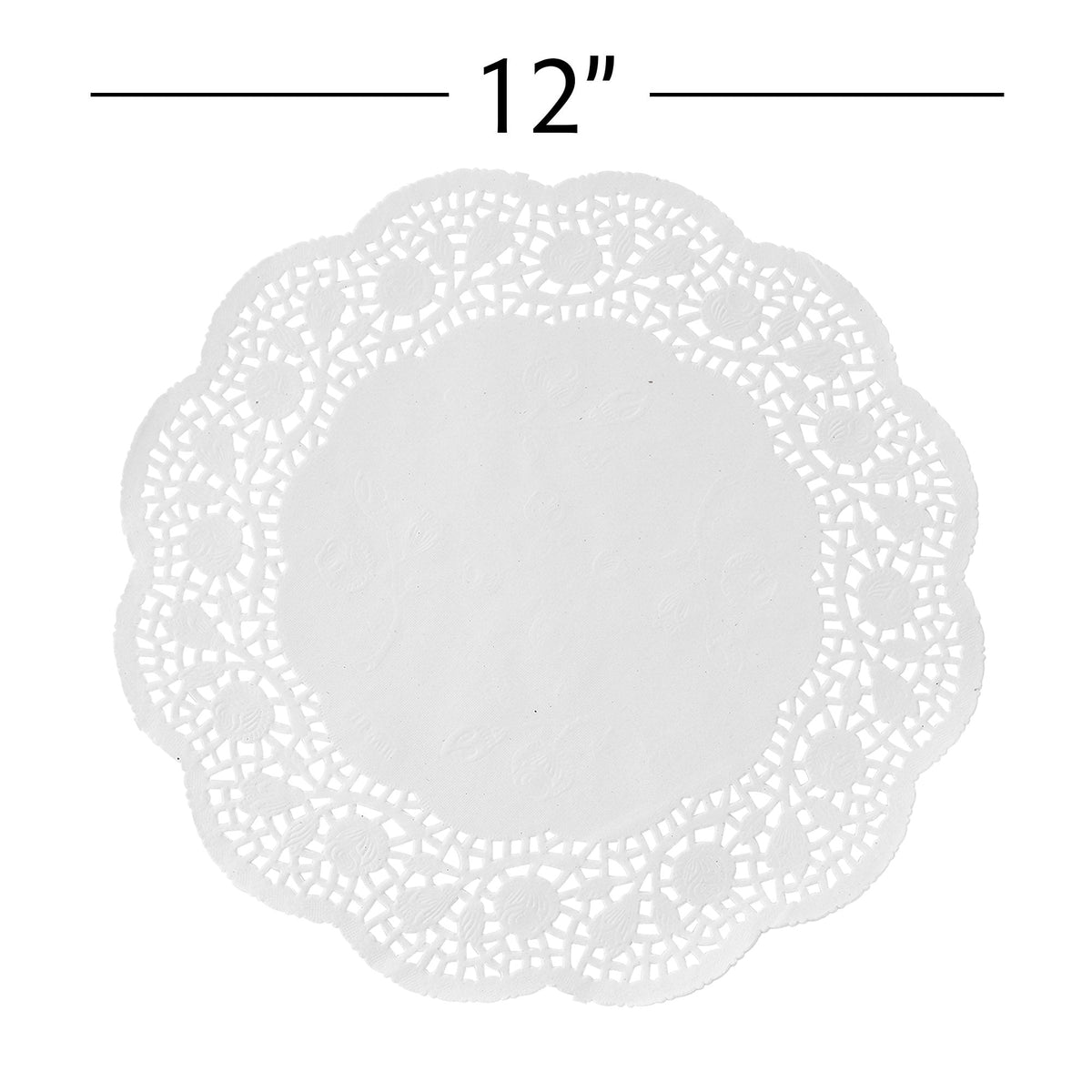 Round Lace Paper Doilies 12" - Set of 250 - White