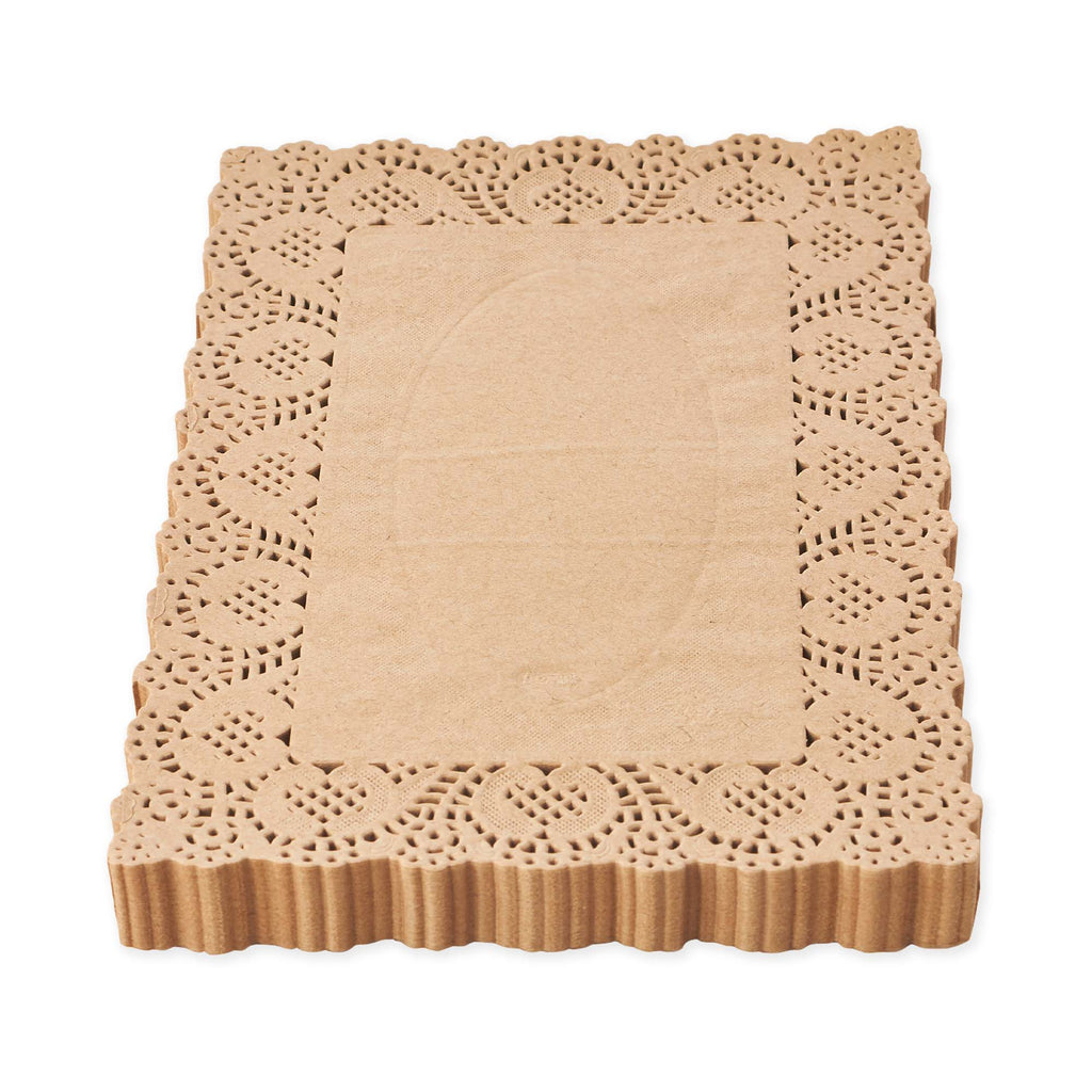 Rectangle Lace Paper Doilies 9" x 6¼" - Set of 250-Natural