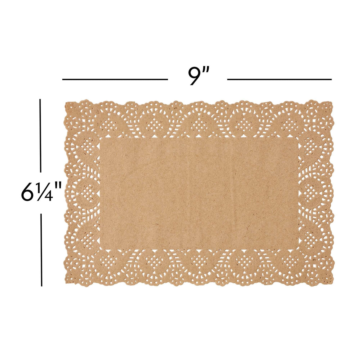 Rectangle Lace Paper Doilies 9" x 6¼" - Set of 250-Natural