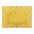 Rectangle Lace Metallic Paper Doilies 13½" L x 9¾" W - Set of 100-Gold