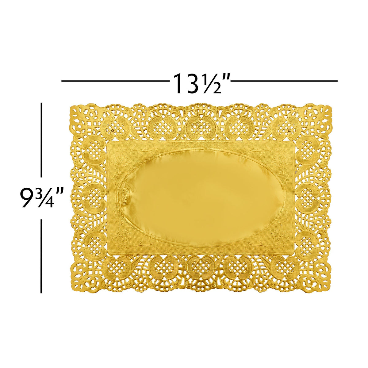 Rectangle Lace Metallic Paper Doilies 13½" L x 9¾" W - Set of 100-Gold