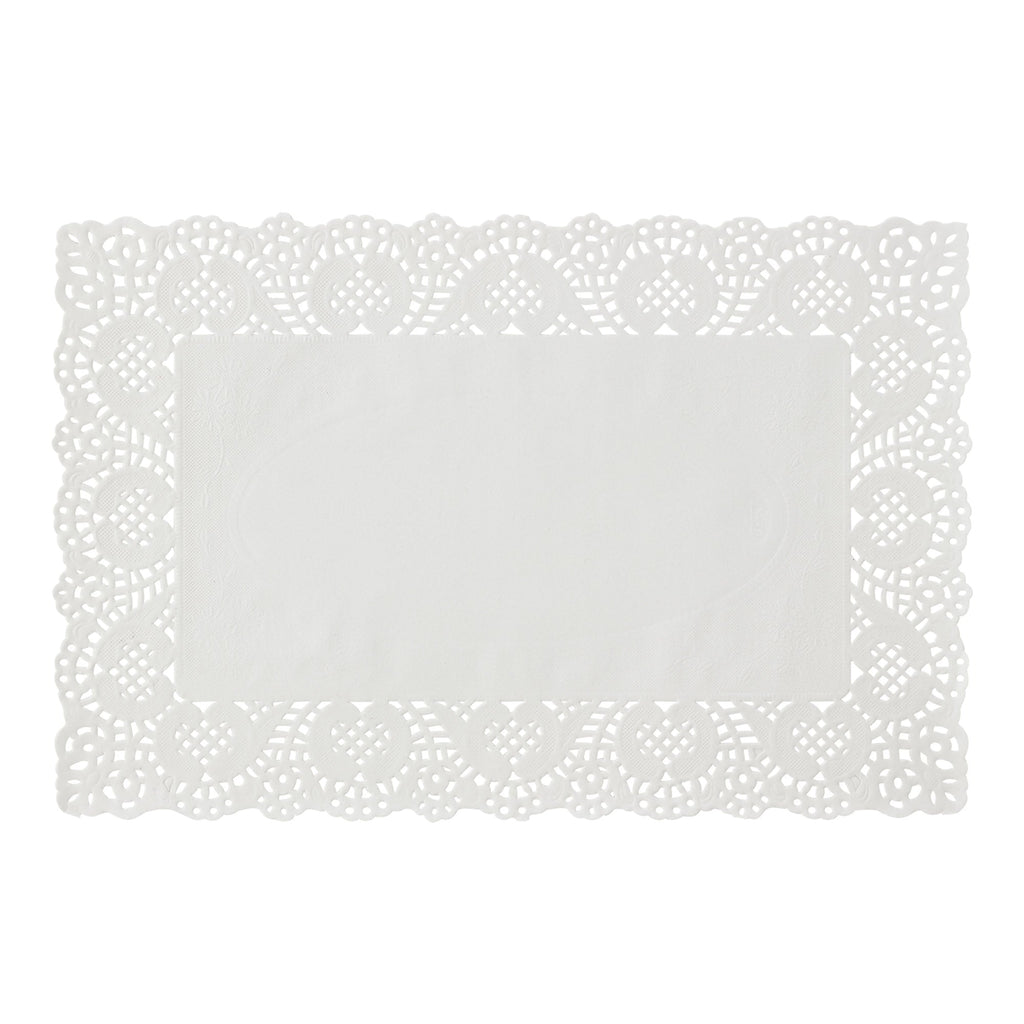 Rectangle Lace Paper Doilies 11¾" L x 7¾" W - Set of 250-White