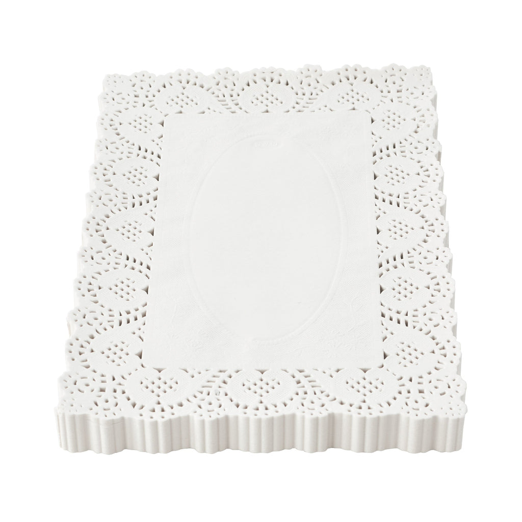 Rectangle Lace Paper Doilies 11¾" L x 7¾" W - Set of 250-White