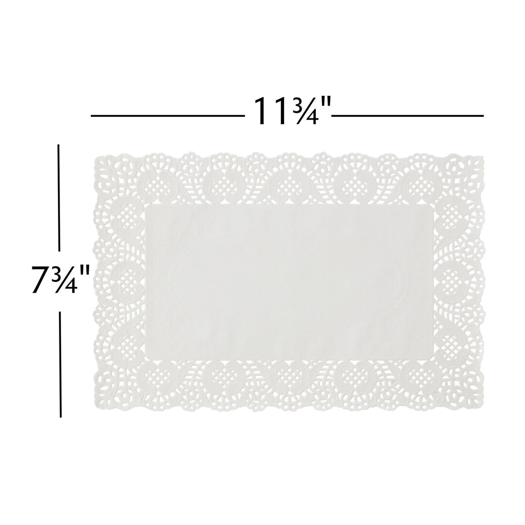 Rectangle Lace Paper Doilies 11¾" L x 7¾" W - Set of 250-White