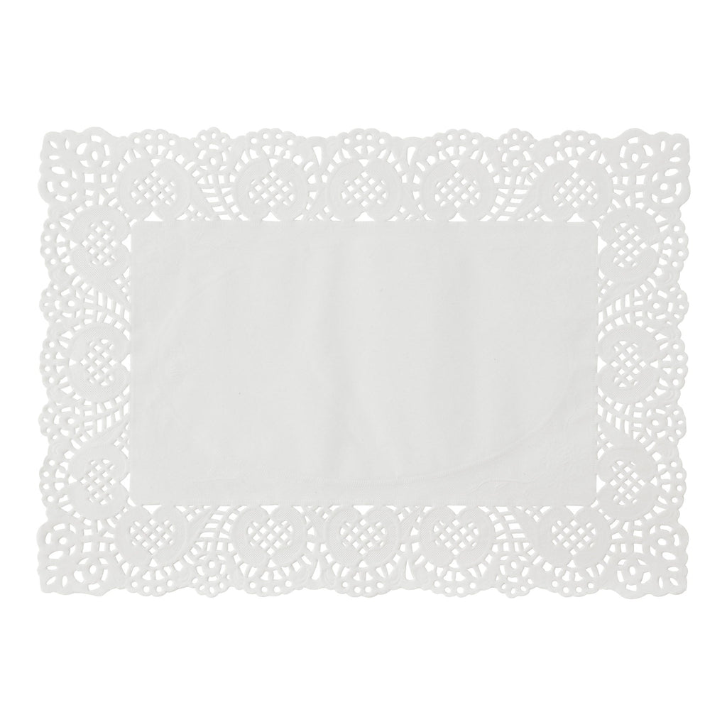 Rectangle Lace Paper Doilies 13½" L x 9¾" W - Set of 250-White
