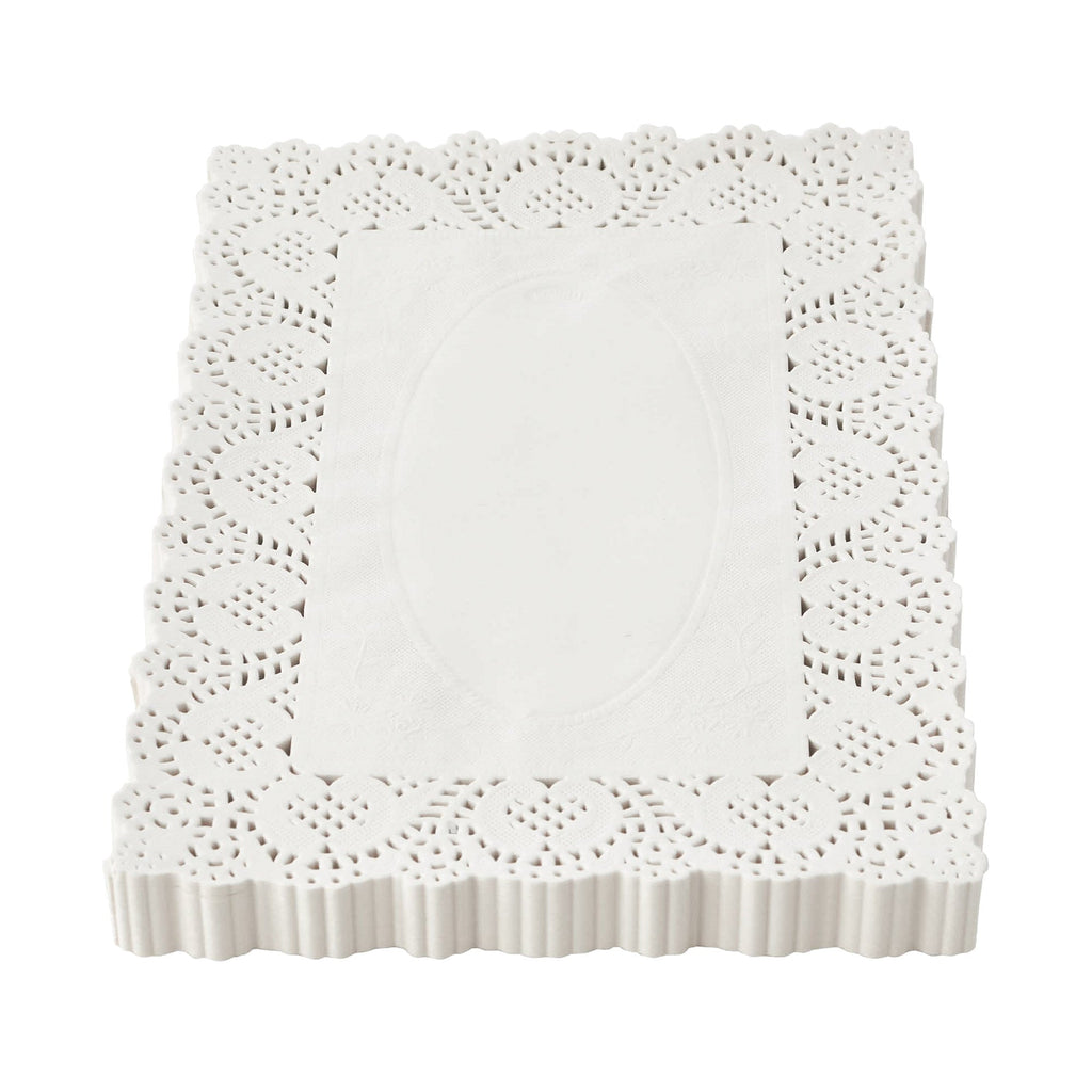 Rectangle Lace Paper Doilies 13½" L x 9¾" W - Set of 250-White