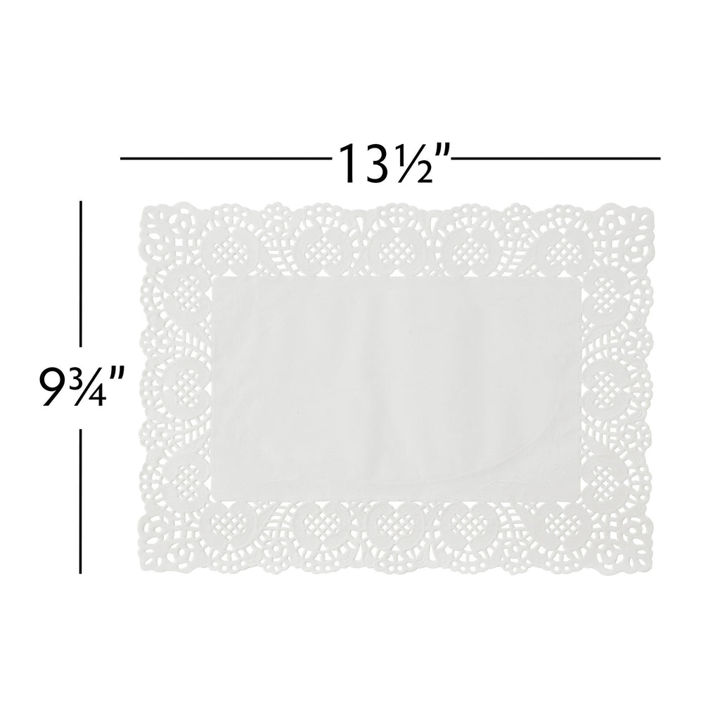 Rectangle Lace Paper Doilies 13½" L x 9¾" W - Set of 250-White