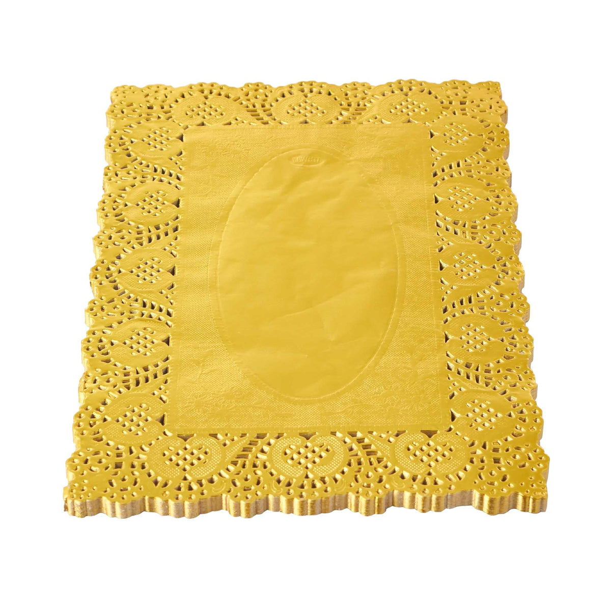 Rectangle Lace Metallic Paper Doilies 15½" L x 11¾" W - Set of 100-Gold
