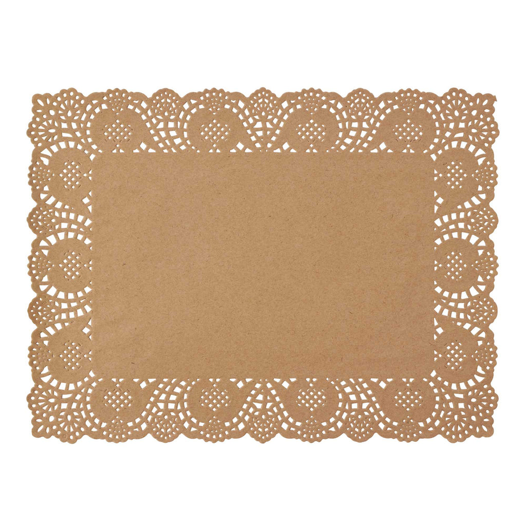 Rectangle Lace Paper Doilies 15½" L x 11¾" W - Set of 250-Natural