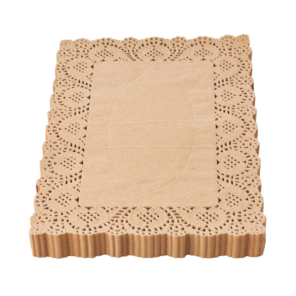 Rectangle Lace Paper Doilies 15½" L x 11¾" W - Set of 250-Natural