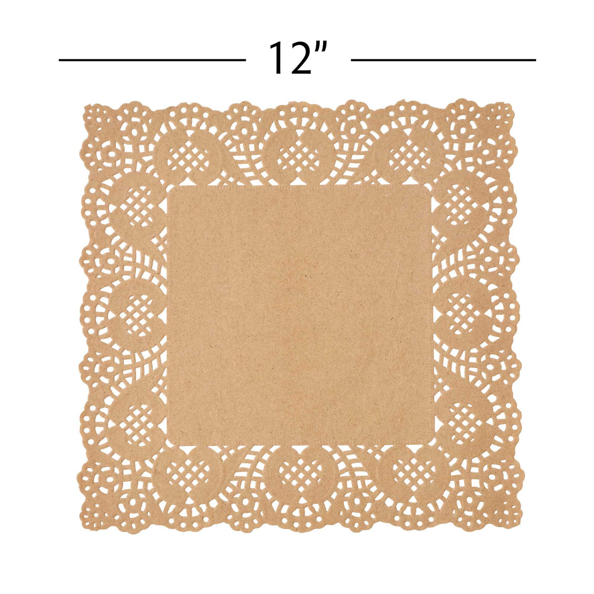 Square Lace Paper Doilies 12" - Set of 250-Natural