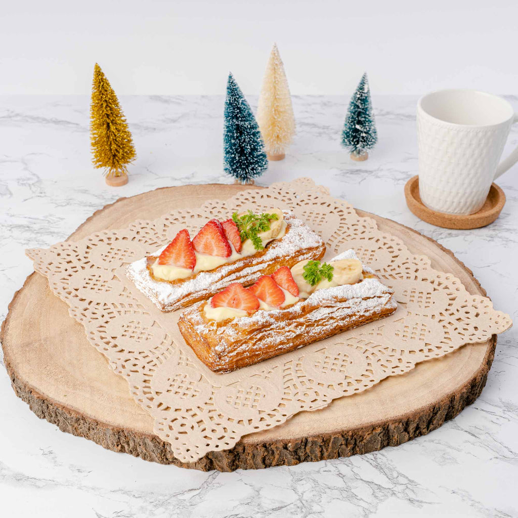Square Lace Paper Doilies 12" - Set of 250-Natural