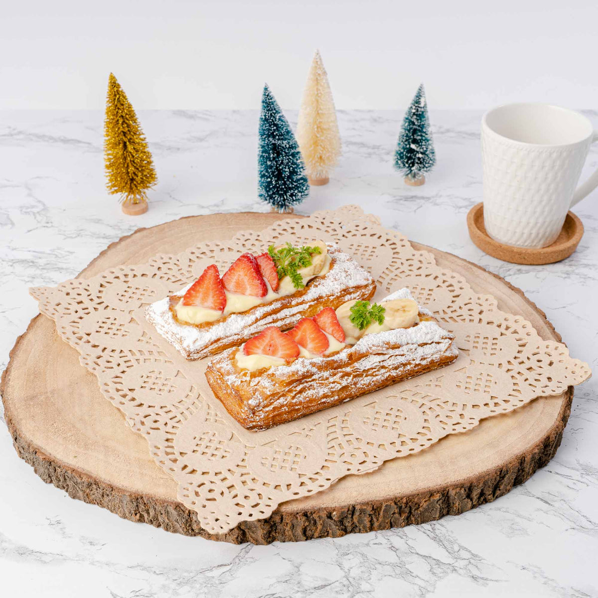 Square Lace Paper Doilies 12" - Set of 250-Natural