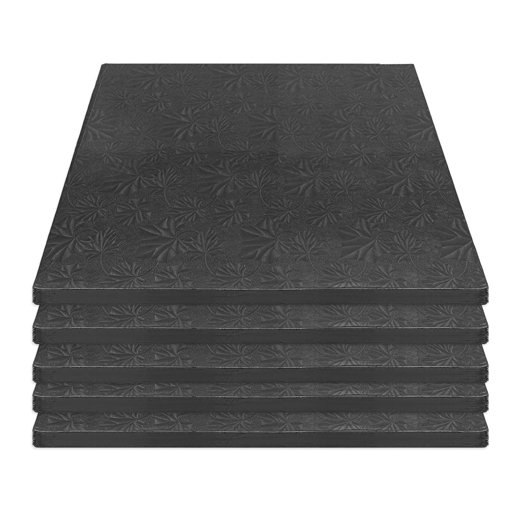 Filigree Square Cake Drum 12" - Set of 5 - Black