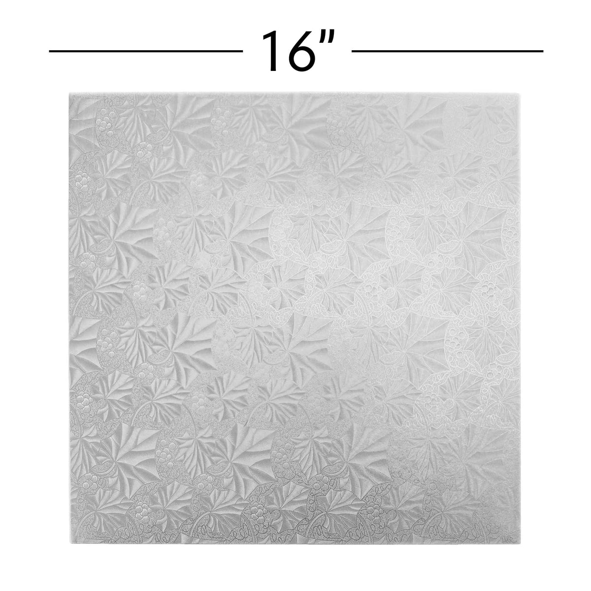 Filigree Square Cake Drum 16" - Set of 5 - Silver