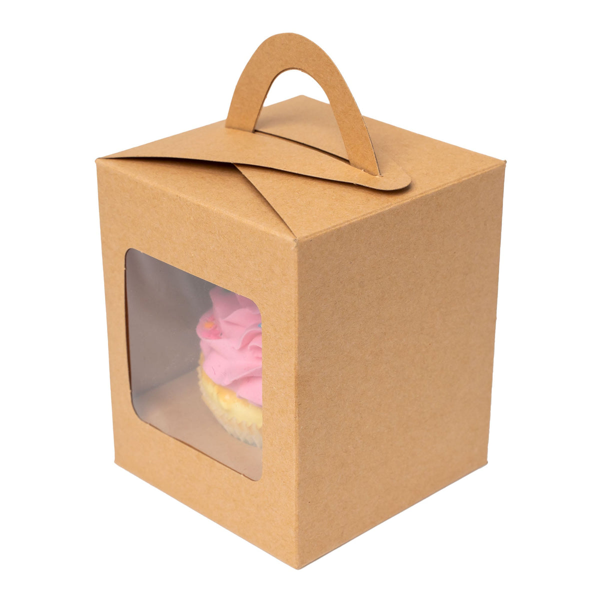 Individual Cupcake Box with Window - Set of 12 - Natural