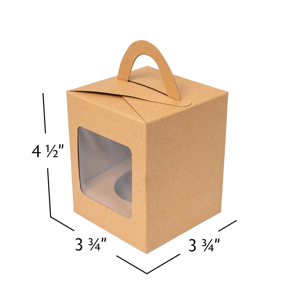 Individual Cupcake Box with Window - Set of 12 - Natural